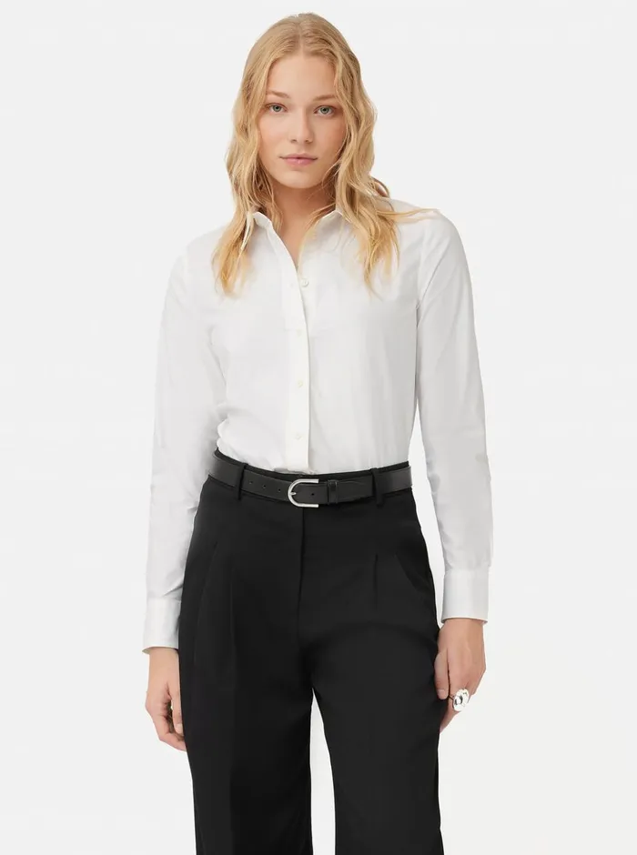 Jigsaw Cotton Fitted Shirt White Women Shirts and Tops