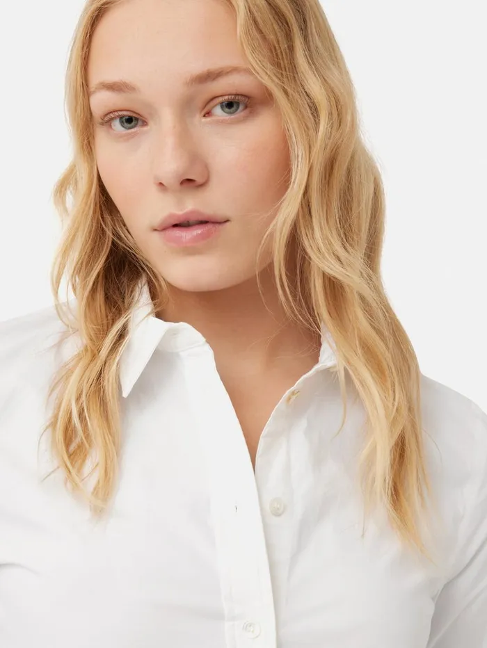 Jigsaw Cotton Fitted Shirt White Women Shirts and Tops