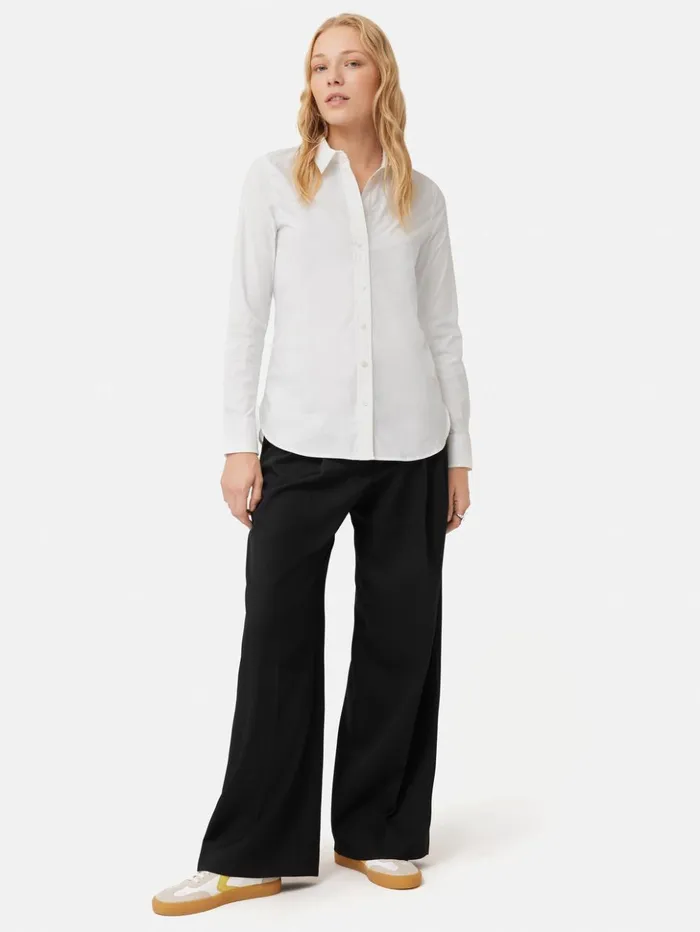 Jigsaw Cotton Fitted Shirt White Women Shirts and Tops