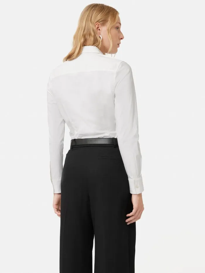 Jigsaw Cotton Fitted Shirt White Women Shirts and Tops
