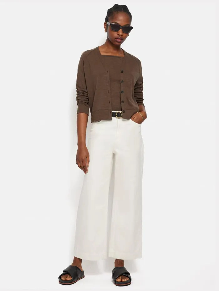 Jigsaw Cotton Luxe Cardigan Brown Women Shirts and Tops