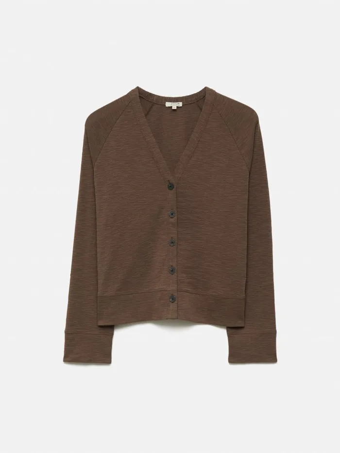 Jigsaw Cotton Luxe Cardigan Brown Women Shirts and Tops