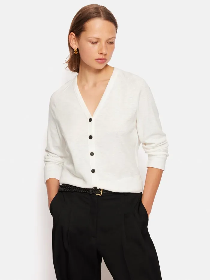 Jigsaw Cotton Luxe Cardigan Ivory Women Shirts and Tops