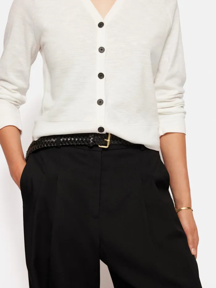 Jigsaw Cotton Luxe Cardigan Ivory Women Shirts and Tops