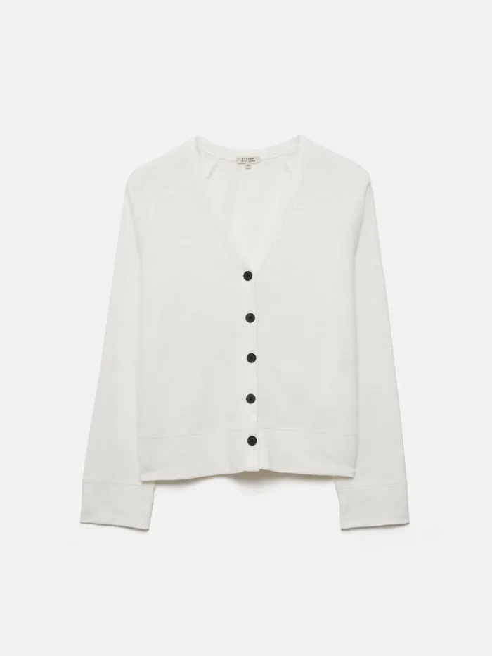Jigsaw Cotton Luxe Cardigan Ivory Women Shirts and Tops