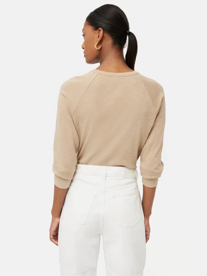 Jigsaw Cotton Luxe Raglan Tee Beige Women Shirts and Tops