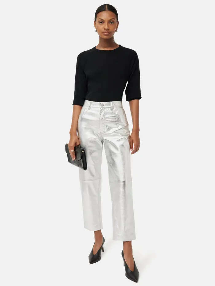 Jigsaw Cotton Luxe Raglan Tee Black Women Shirts and Tops
