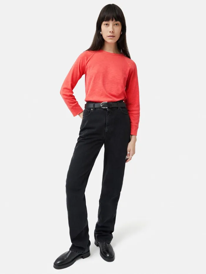 Jigsaw Cotton Luxe Raglan Tee Coral Women Shirts and Tops