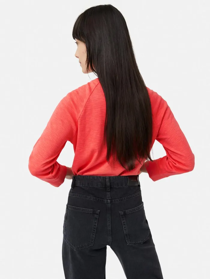 Jigsaw Cotton Luxe Raglan Tee Coral Women Shirts and Tops