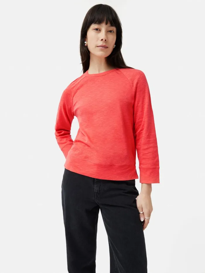 Jigsaw Cotton Luxe Raglan Tee Coral Women Shirts and Tops