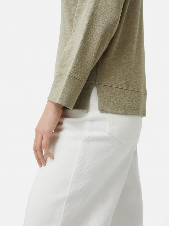 Jigsaw Cotton Luxe Raglan Tee Khaki Women Shirts and Tops