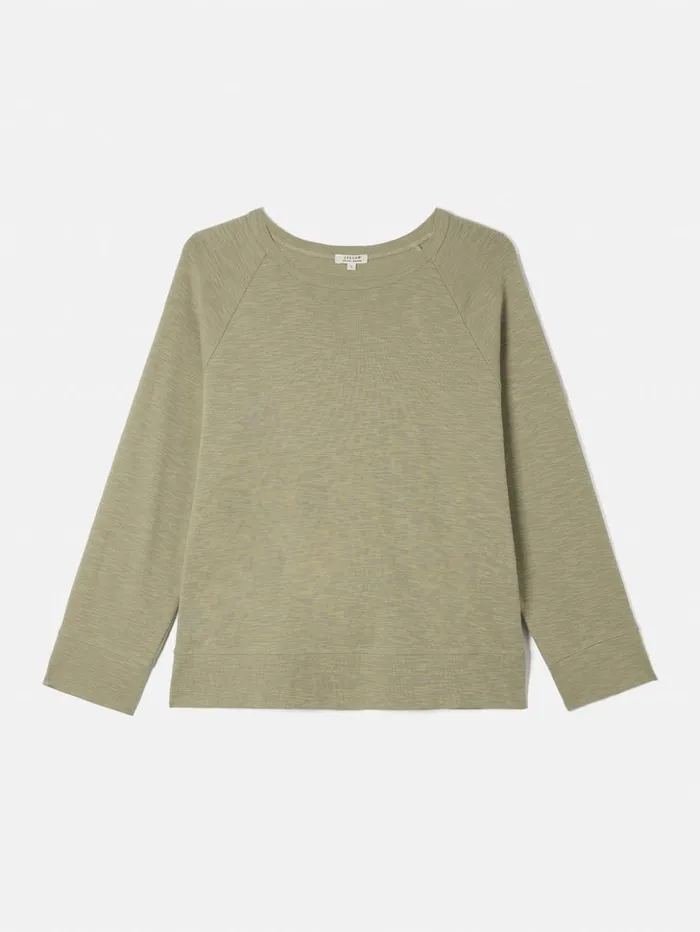 Jigsaw Cotton Luxe Raglan Tee Khaki Women Shirts and Tops