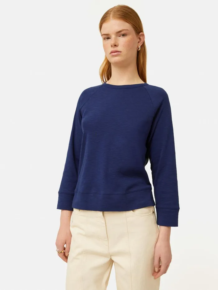 Jigsaw Cotton Luxe Raglan Tee Navy Women Shirts and Tops