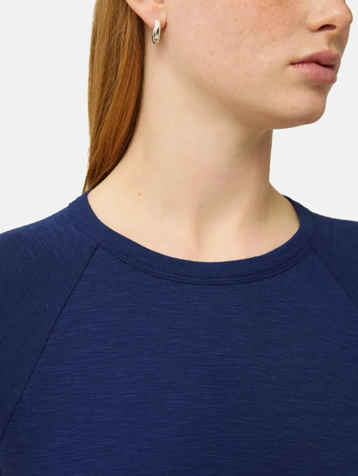 Jigsaw Cotton Luxe Raglan Tee Navy Women Shirts and Tops