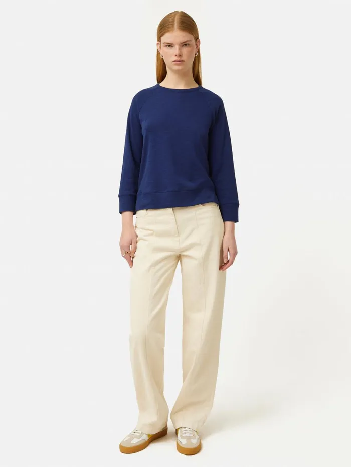 Jigsaw Cotton Luxe Raglan Tee Navy Women Shirts and Tops