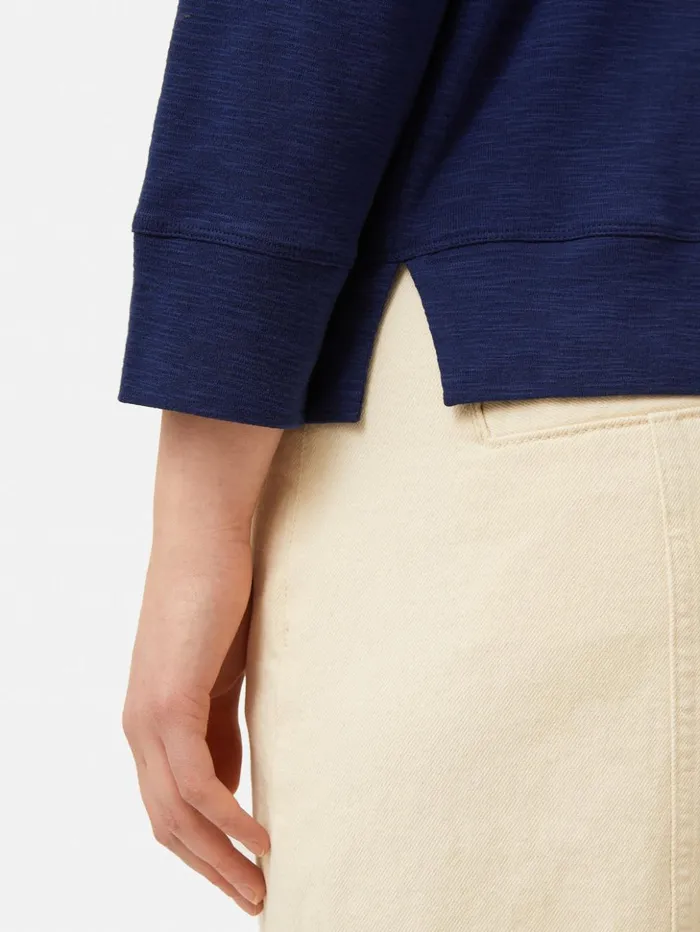 Jigsaw Cotton Luxe Raglan Tee Navy Women Shirts and Tops