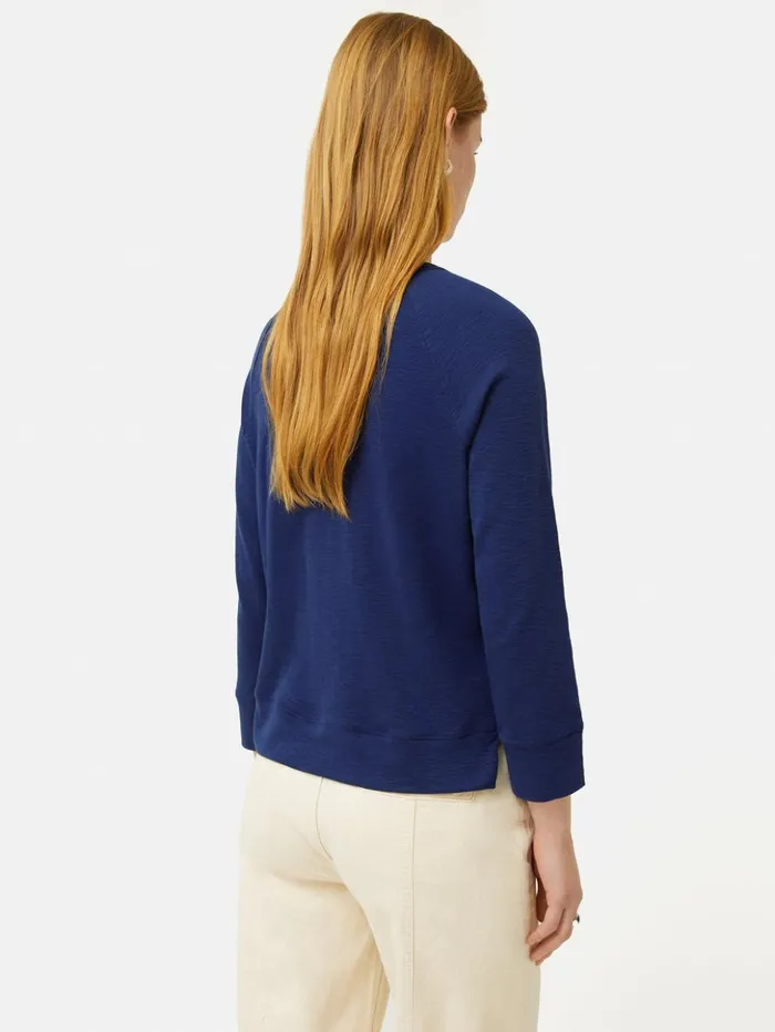 Jigsaw Cotton Luxe Raglan Tee Navy Women Shirts and Tops