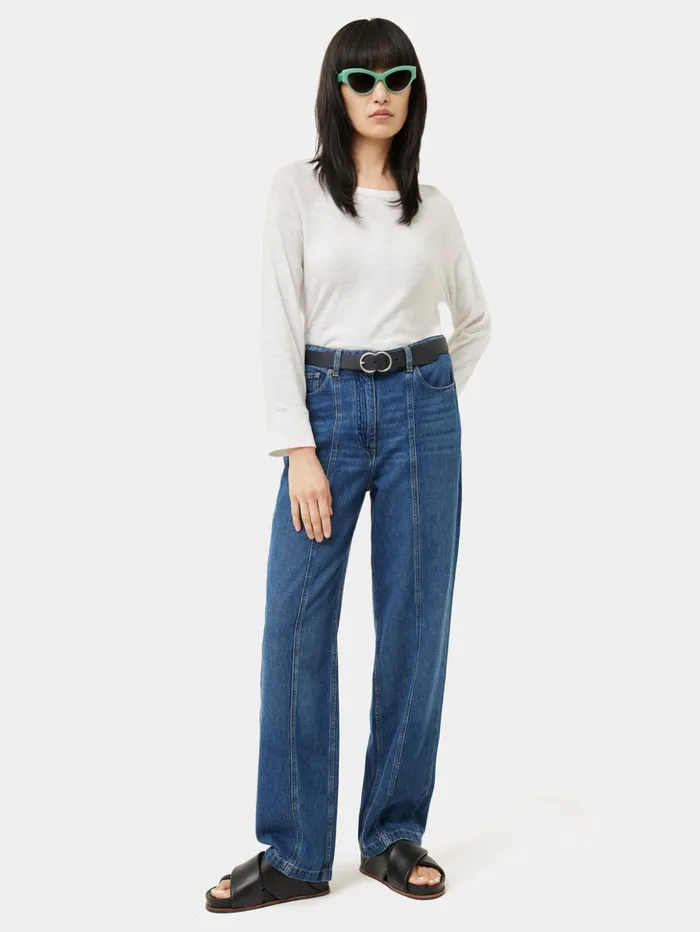 Jigsaw Cotton Luxe Raglan Tee White Women Shirts and Tops