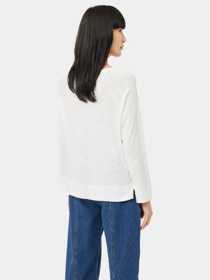 Jigsaw Cotton Luxe Raglan Tee White Women Shirts and Tops