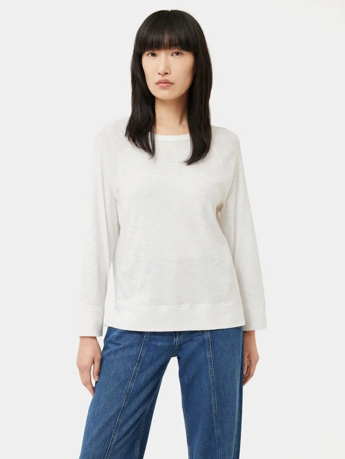 Jigsaw Cotton Luxe Raglan Tee White Women Shirts and Tops