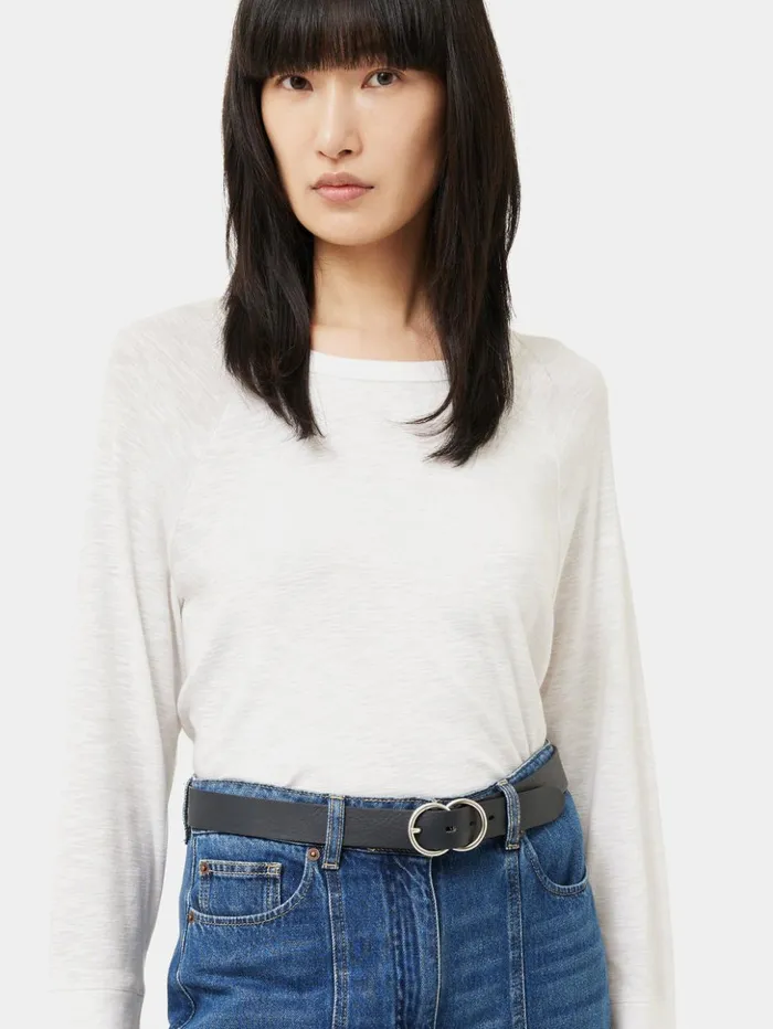 Jigsaw Cotton Luxe Raglan Tee White Women Shirts and Tops