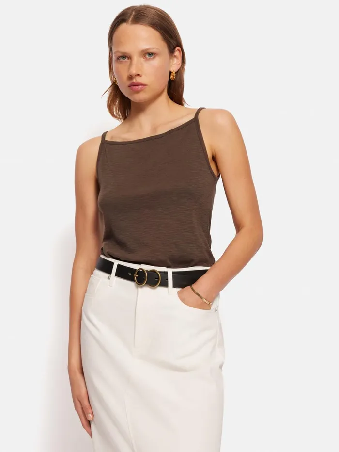 Jigsaw Cotton Luxe Tank Brown Women Shirts and Tops