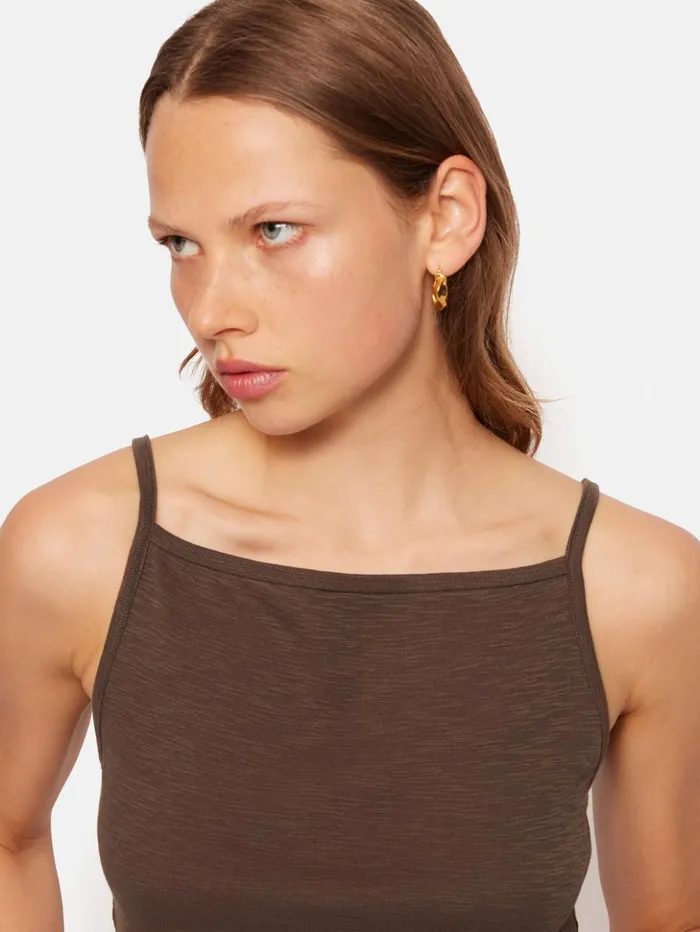 Jigsaw Cotton Luxe Tank Brown Women Shirts and Tops