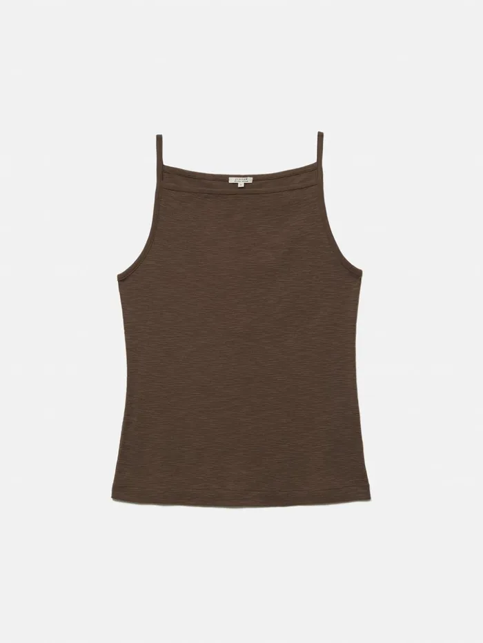 Jigsaw Cotton Luxe Tank Brown Women Shirts and Tops