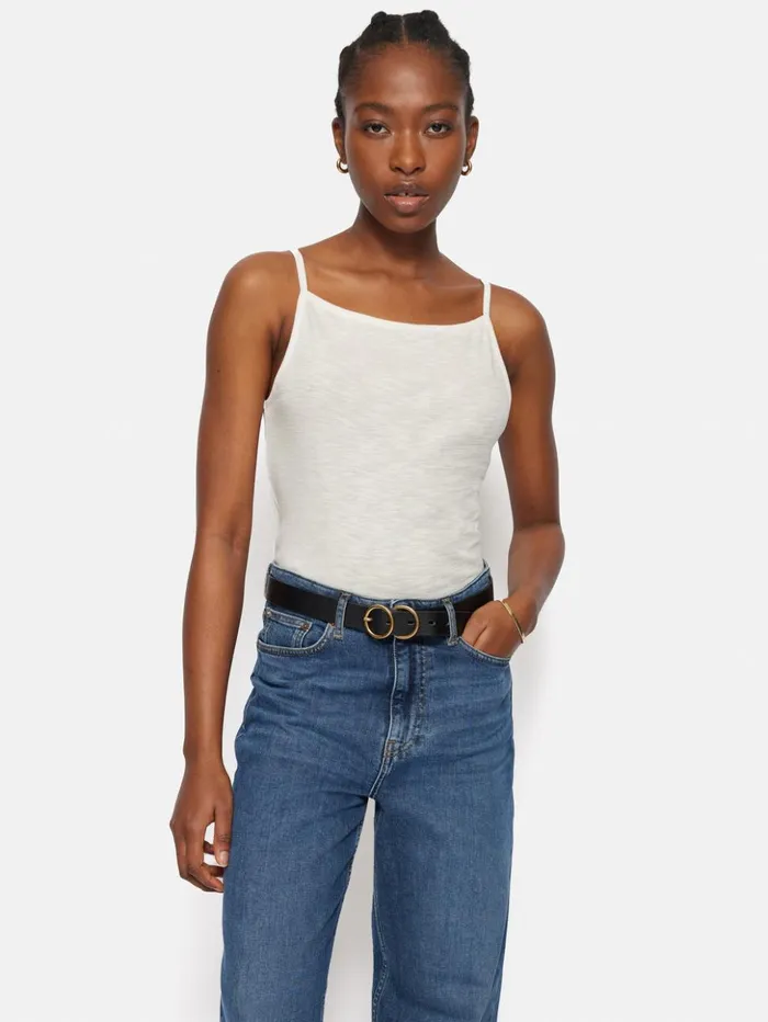 Jigsaw Cotton Luxe Tank Ivory Women Shirts and Tops