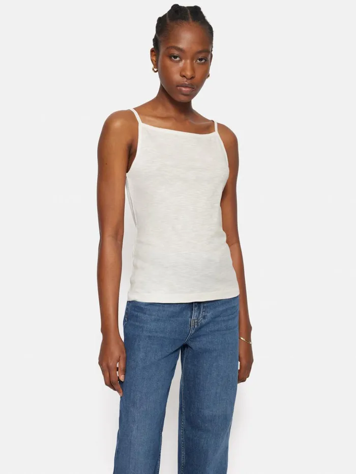 Jigsaw Cotton Luxe Tank Ivory Women Shirts and Tops