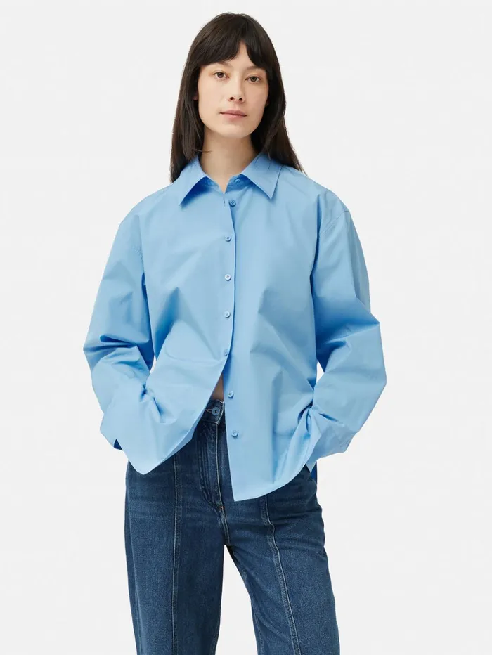 Jigsaw Cotton Poplin Shirt Blue Women Shirts and Tops