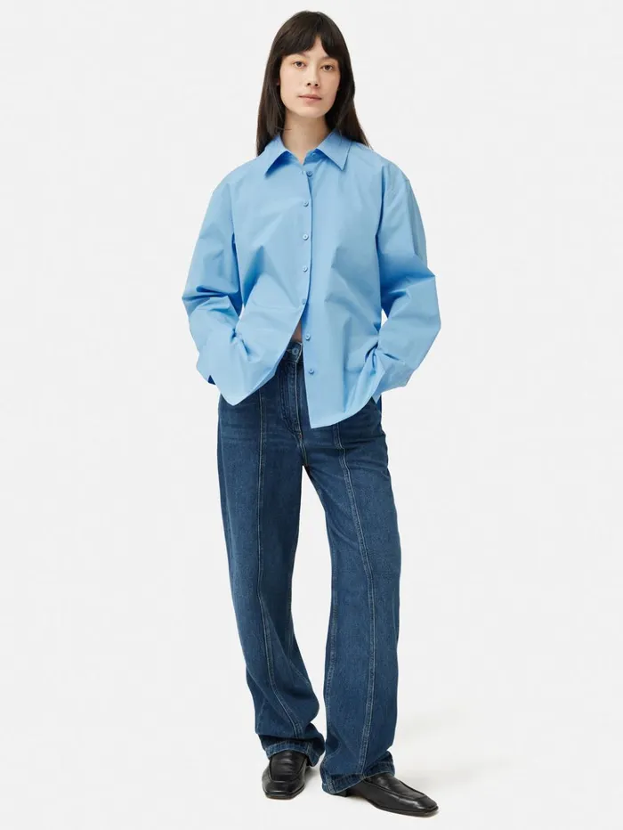 Jigsaw Cotton Poplin Shirt Blue Women Shirts and Tops