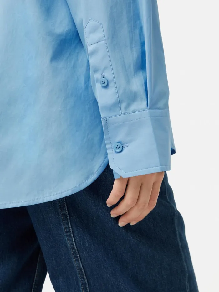 Jigsaw Cotton Poplin Shirt Blue Women Shirts and Tops