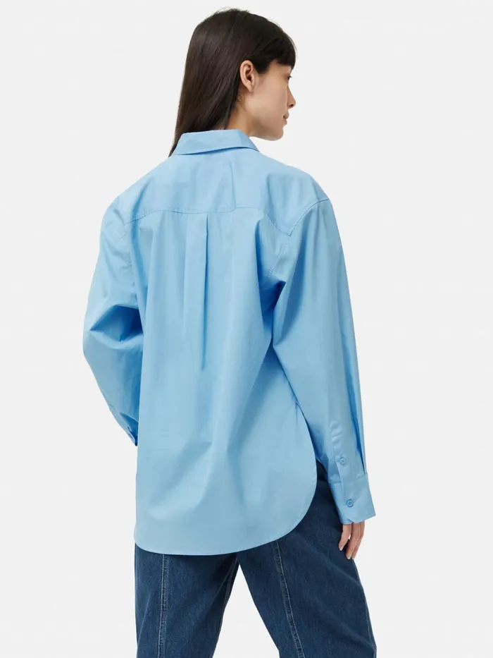 Jigsaw Cotton Poplin Shirt Blue Women Shirts and Tops