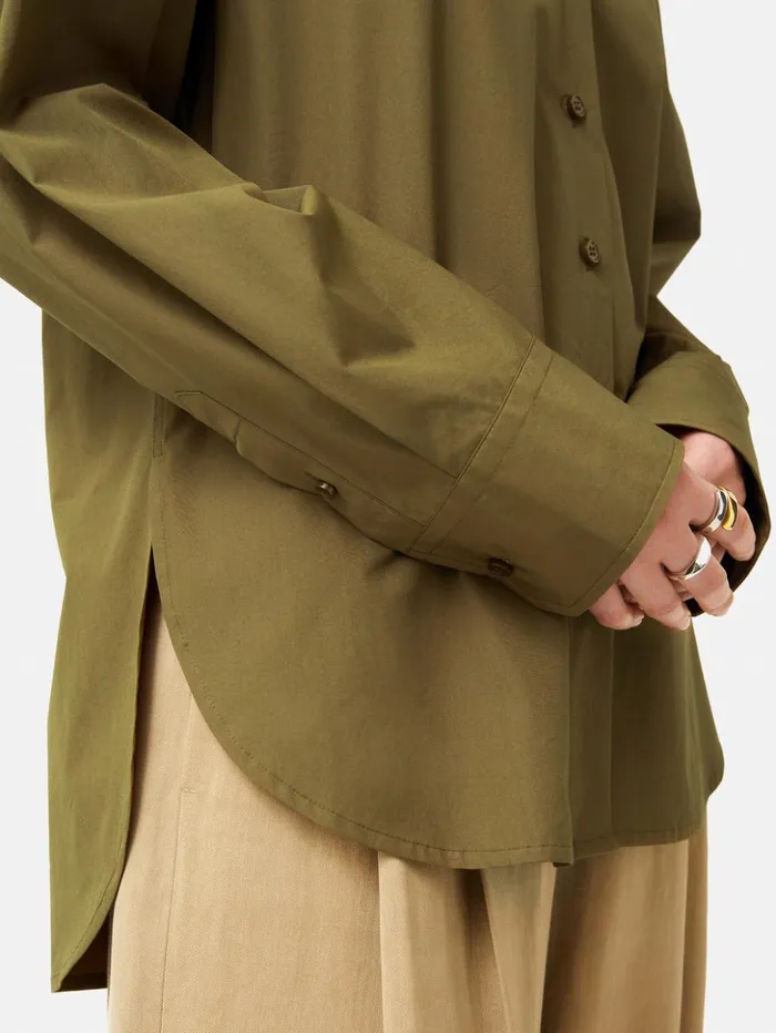 Jigsaw Cotton Poplin Shirt Khaki Women Shirts and Tops