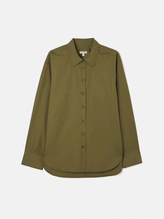 Jigsaw Cotton Poplin Shirt Khaki Women Shirts and Tops