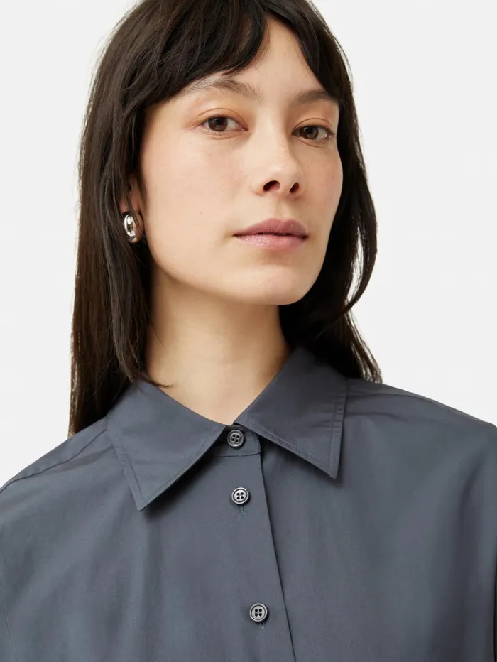 Jigsaw Cotton Poplin Shirt Navy Women Shirts and Tops