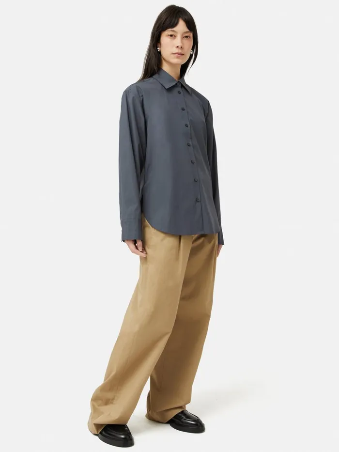 Jigsaw Cotton Poplin Shirt Navy Women Shirts and Tops