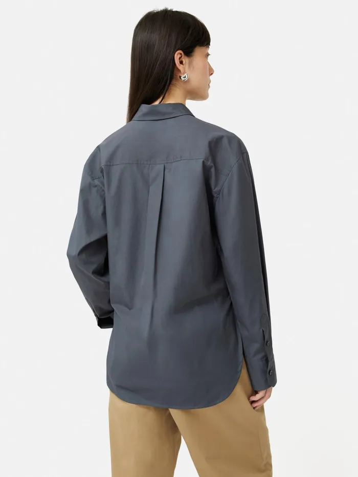 Jigsaw Cotton Poplin Shirt Navy Women Shirts and Tops