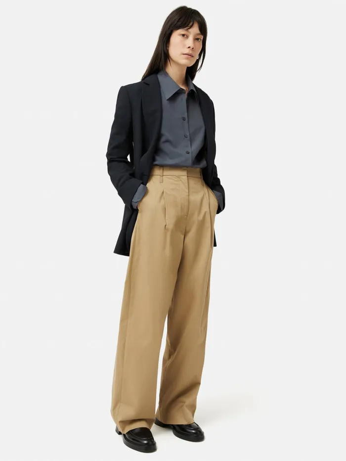 Jigsaw Cotton Poplin Shirt Navy Women Shirts and Tops