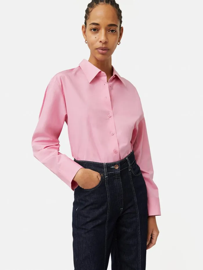 Jigsaw Cotton Poplin Shirt Pink Women Shirts and Tops