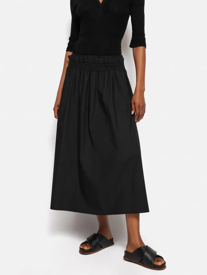 Jigsaw Cotton Poplin Skirt Black Women Skirts