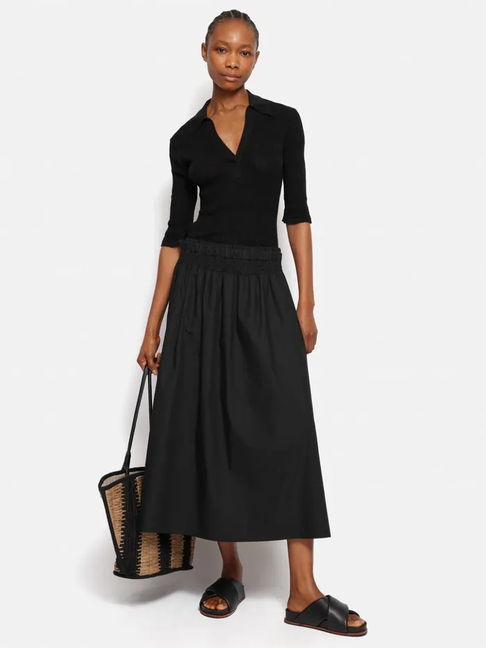 Jigsaw Cotton Poplin Skirt Black Women Skirts