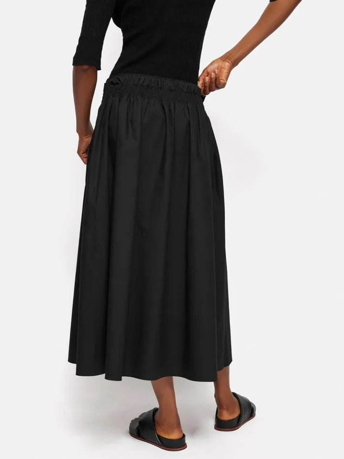Jigsaw Cotton Poplin Skirt Black Women Skirts
