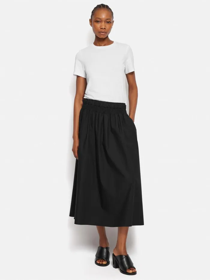 Jigsaw Cotton Poplin Skirt Black Women Skirts