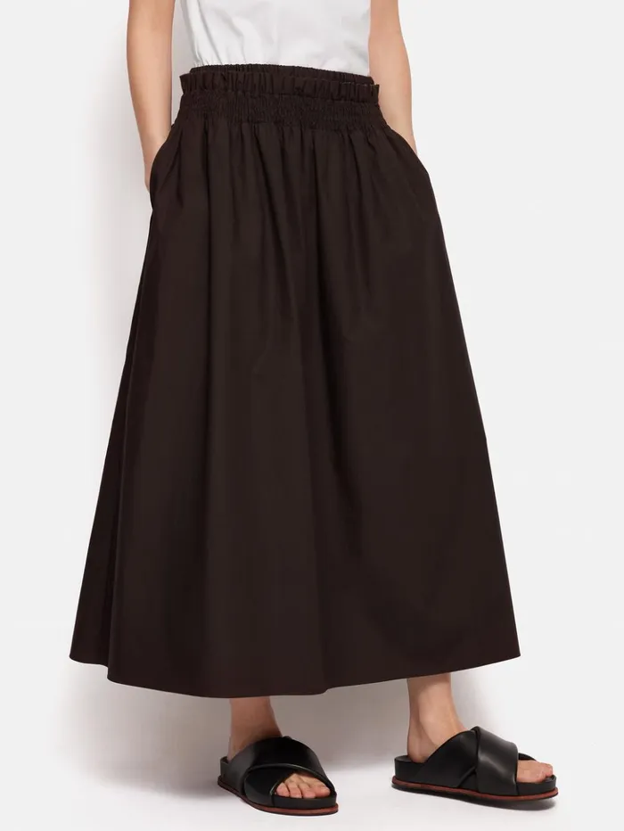 Jigsaw Cotton Poplin Skirt Brown Women Skirts