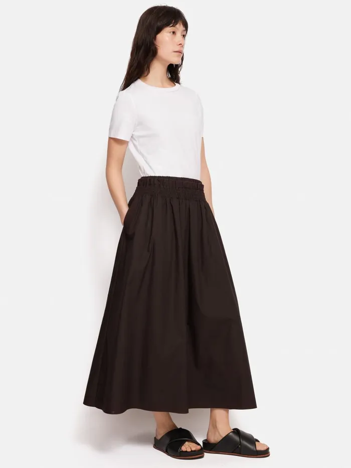 Jigsaw Cotton Poplin Skirt Brown Women Skirts