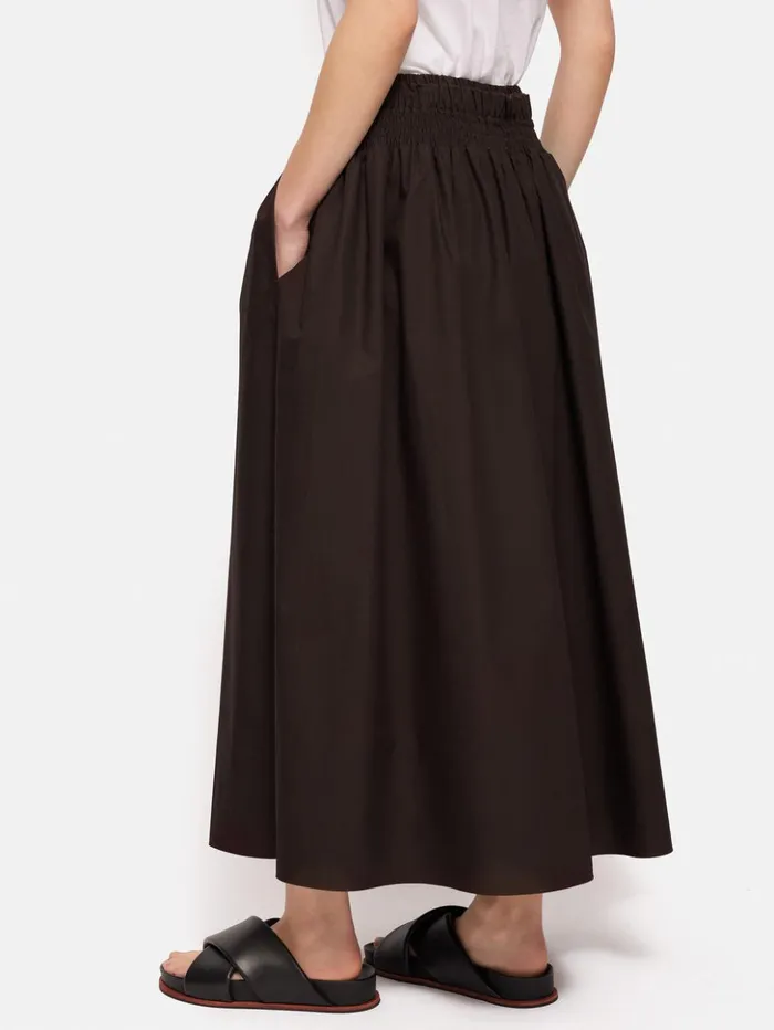 Jigsaw Cotton Poplin Skirt Brown Women Skirts