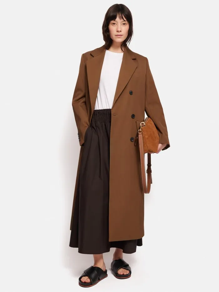 Jigsaw Cotton Poplin Skirt Brown Women Skirts