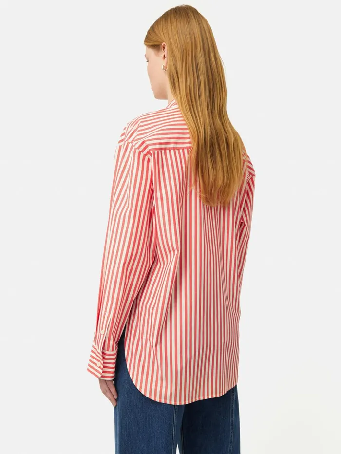 Jigsaw Cotton Poplin Stripe Shirt Coral Women Shirts and Tops